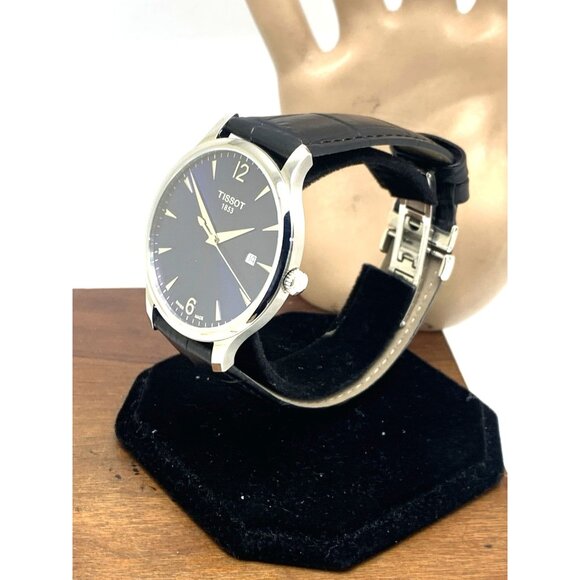 Tissot Men's Watch Swiss Quartz Blue Dial 42mm Black Leather Band T0636101604700 - Picture 2 of 14